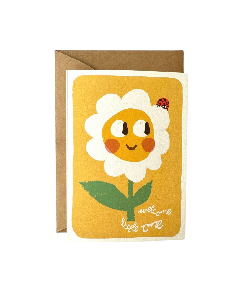 Welcome Little One Yellow Daisy Card