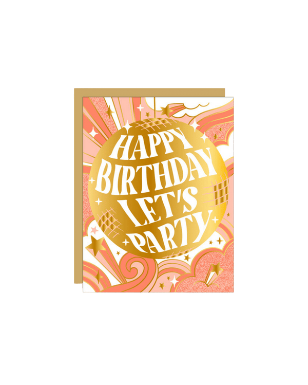 Happy Birthday Let's Party Disco Ball Card