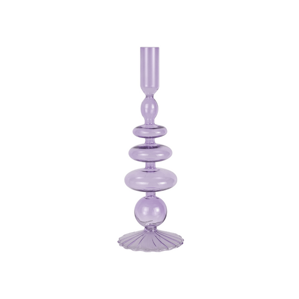 Lilac Glass Bubble Dinner Candle Holder