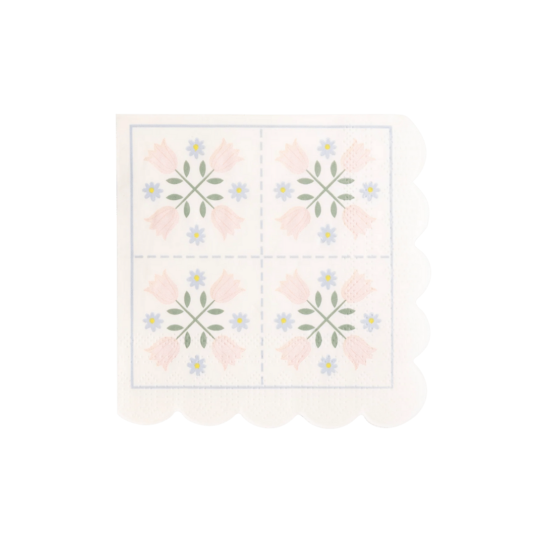 Spring Quilt Scallop Paper Cocktail Napkins