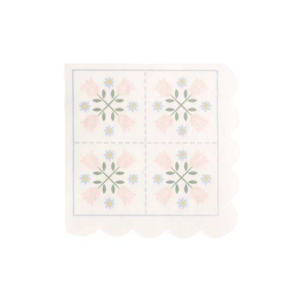 Spring Quilt Scallop Paper Cocktail Napkins