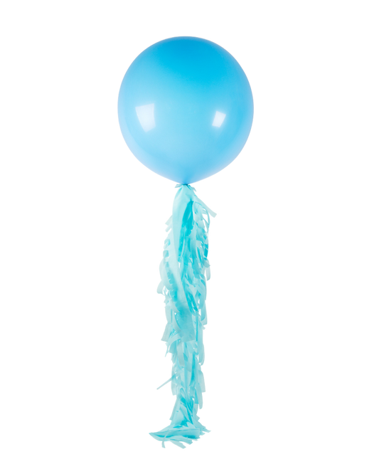 Blue Jumbo Balloon and Fringe Filled with Helium