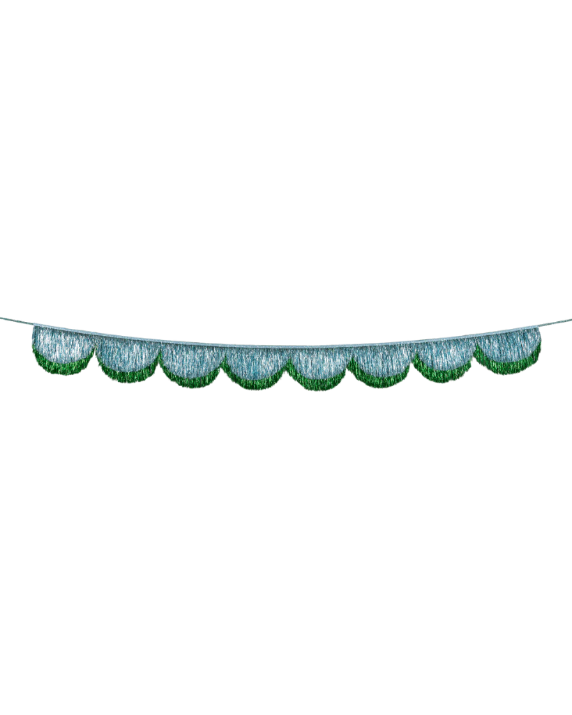 Decorative blue and green scalloped Christmas garland
