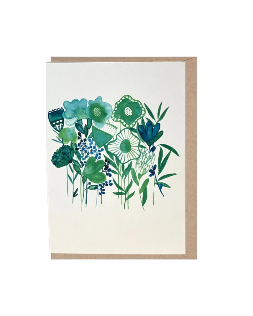 Dreamy Blue & Green Flowers Card