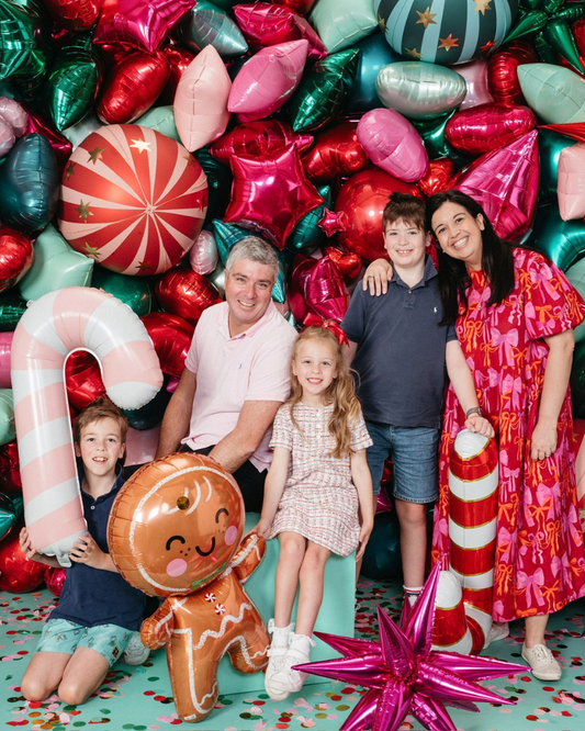 Large Pink Candy Cane Balloon Air Inflated Festive Photo Prop
