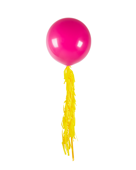 Fuchsia Jumbo Balloon and Fringe Filled with Helium