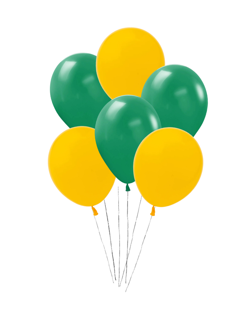 Go Aussies! Green and Gold Balloon Bunch Filled with Helium