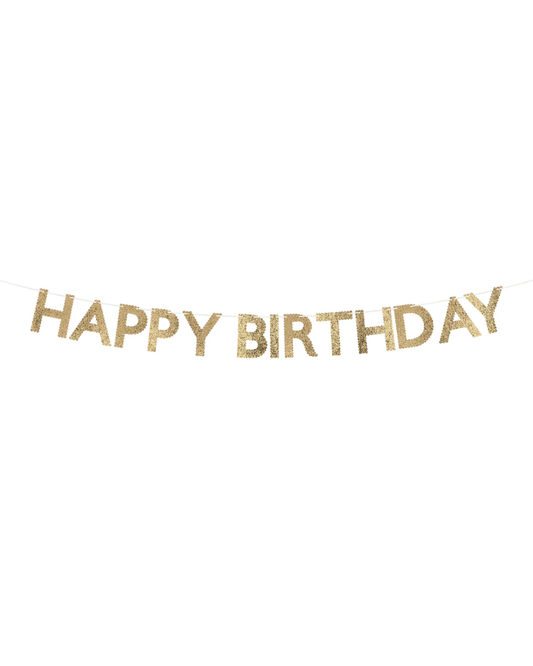 Gold Glitter Happy Birthday Garland