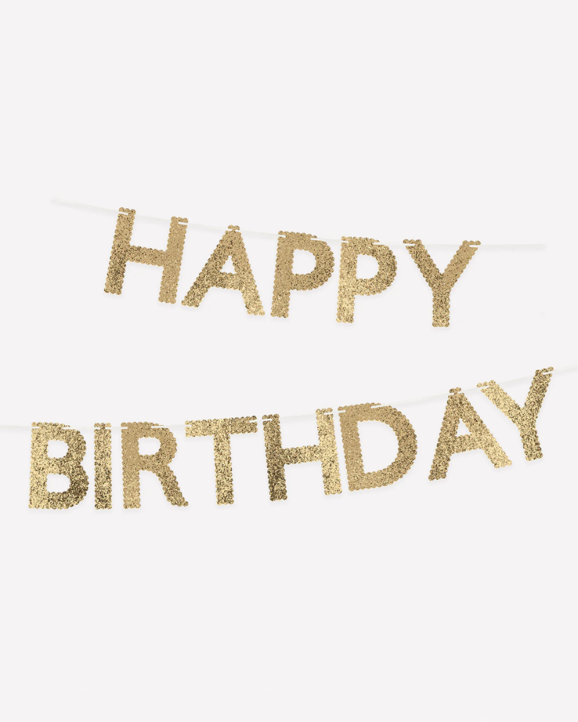 Gold Glitter Happy Birthday Garland