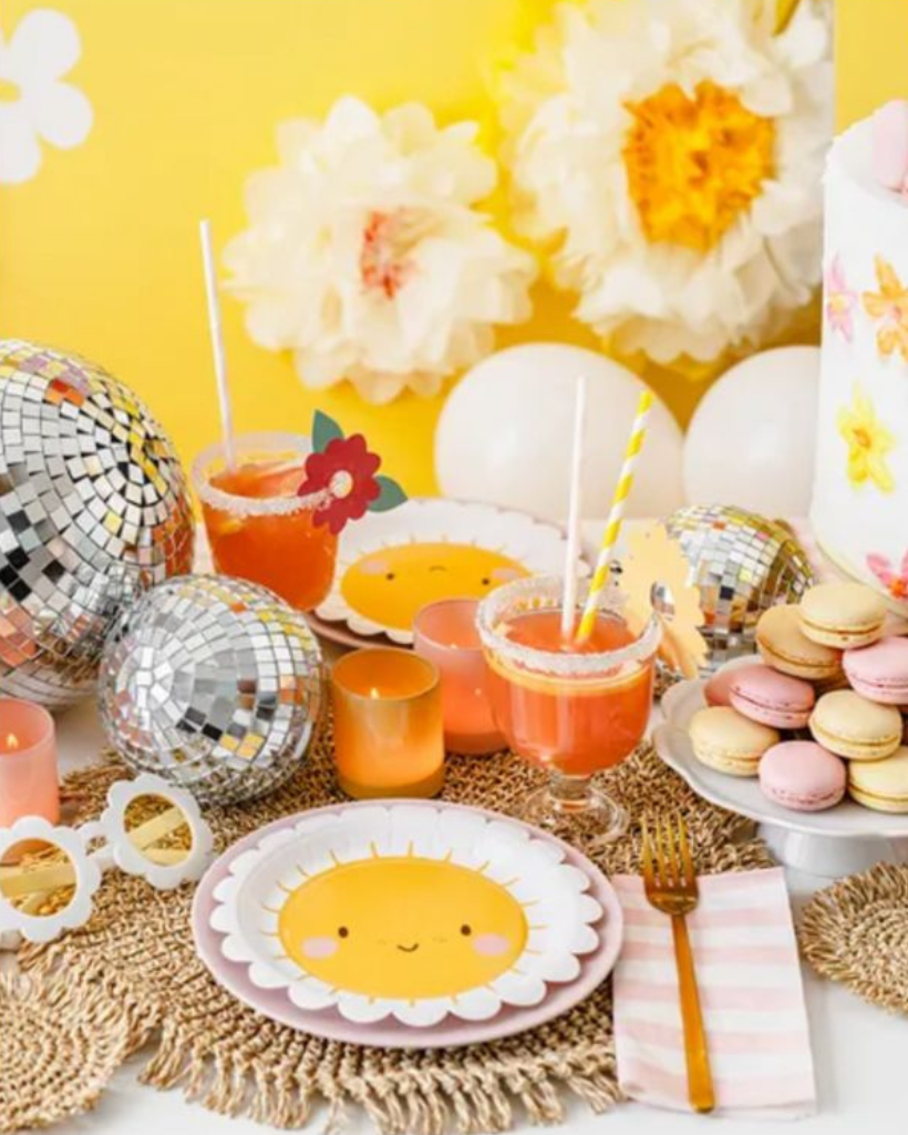 paper party plates for first trip around the sun birthday party