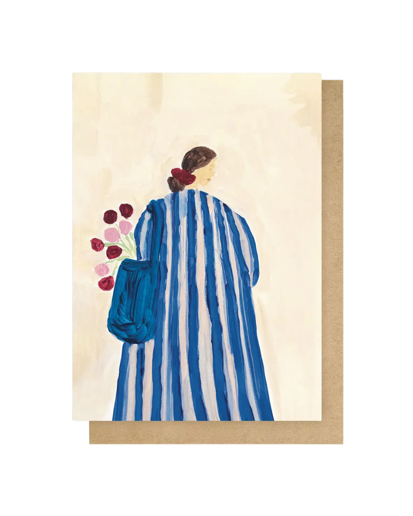 Lady with Flowers Greeting Card