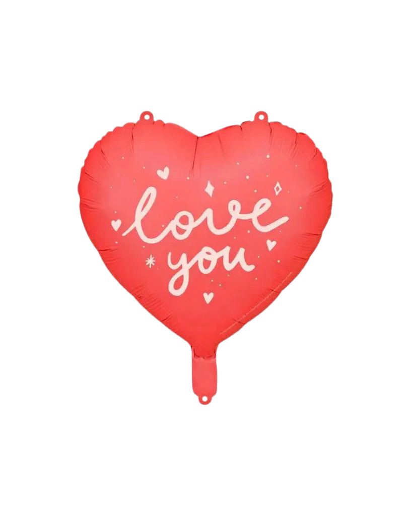 Love You Heart Foil Balloon Filled with Helium