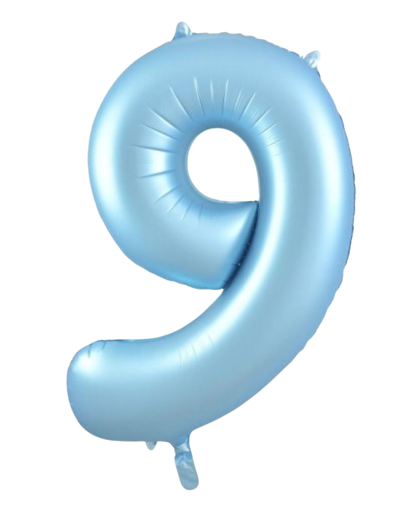 86cm Pastel Blue Matte Number Foil Balloons (Flat)
