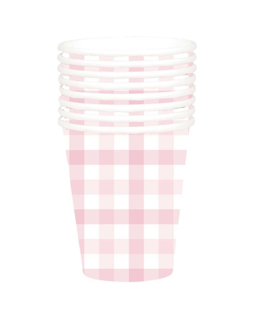 Pastel Pink Gingham Paper Cups