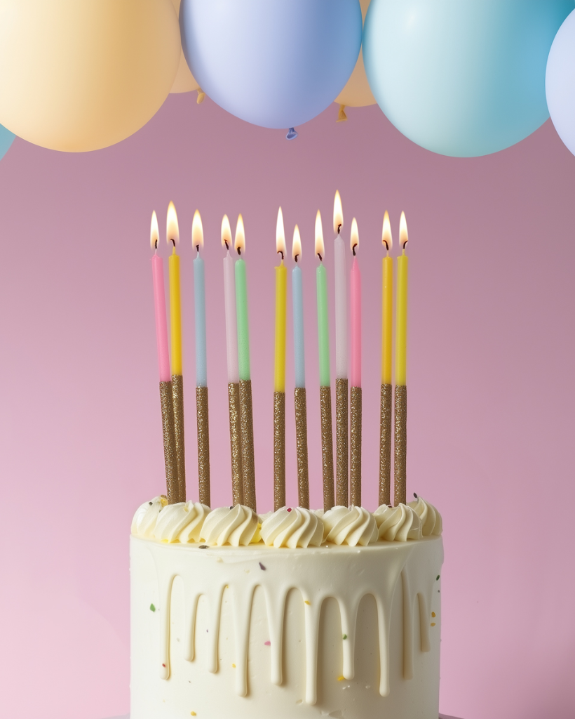 Pastel Rainbow Glitter Dipped Birthday Candles