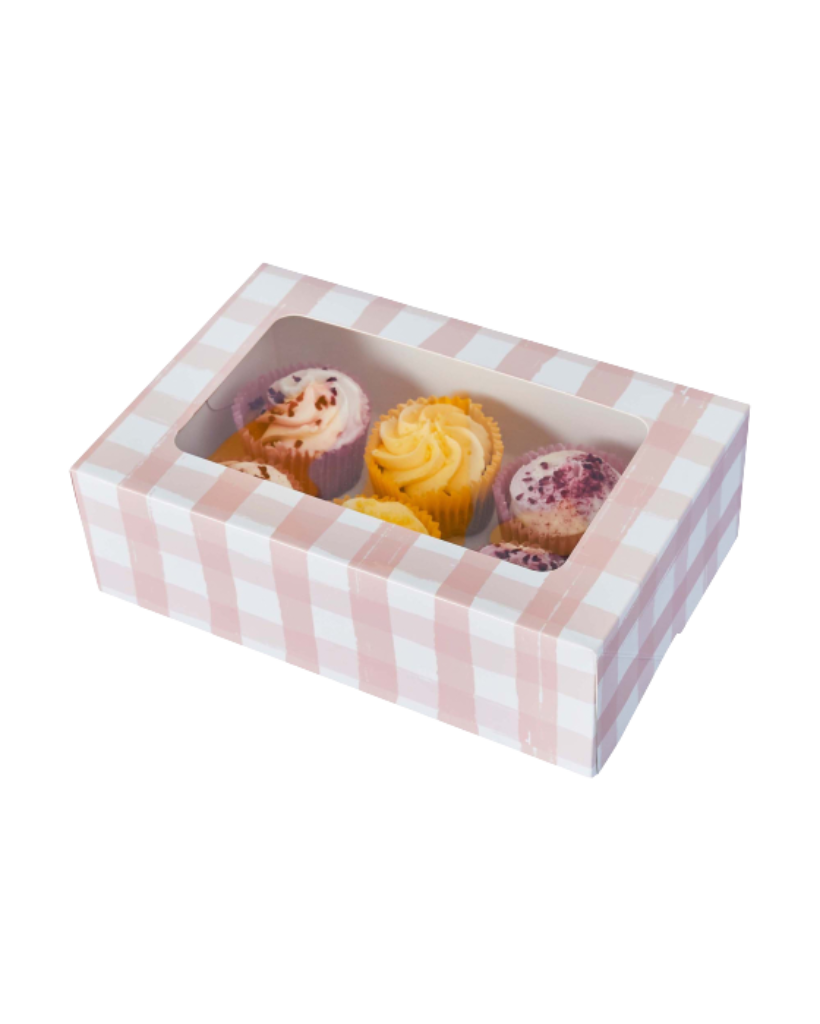 Pink Gingham Cupcake Treat Box