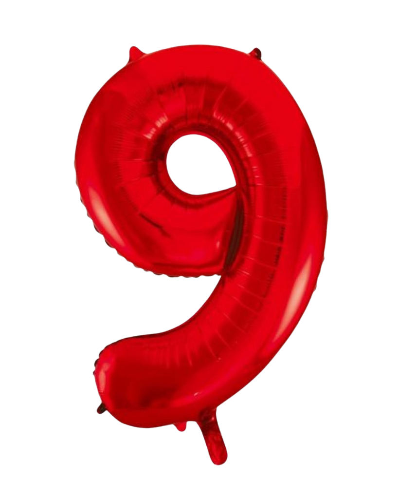 Red number 9 nine balloon