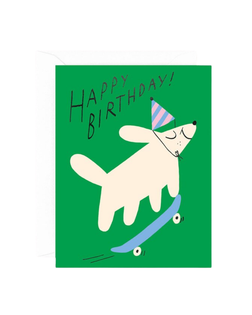 Skateboarding Dog Happy Birthday Card