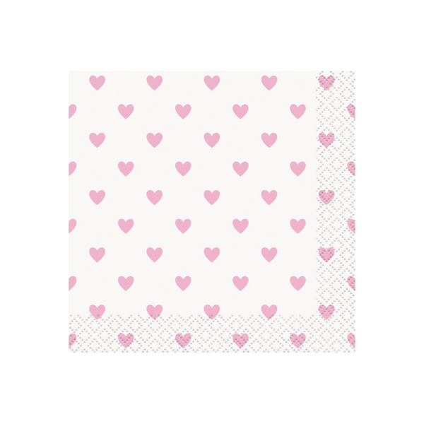 Small Pink Heart Napkin - pk 16