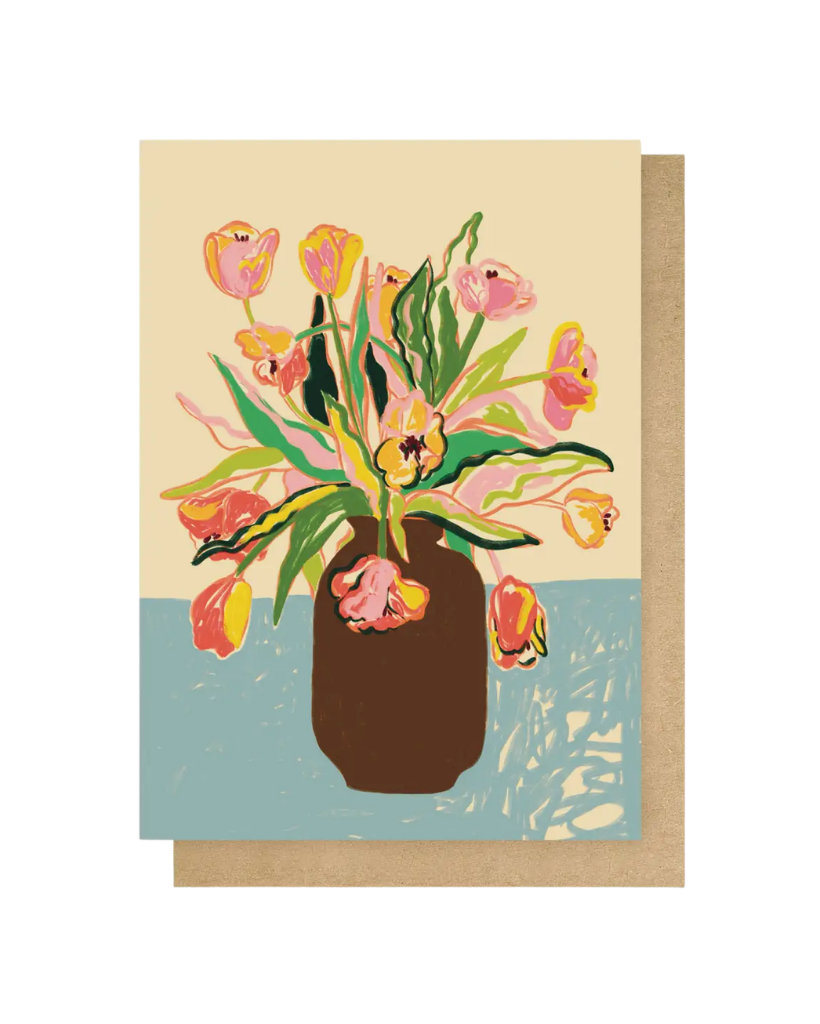 Tulips Vase Greetings Card