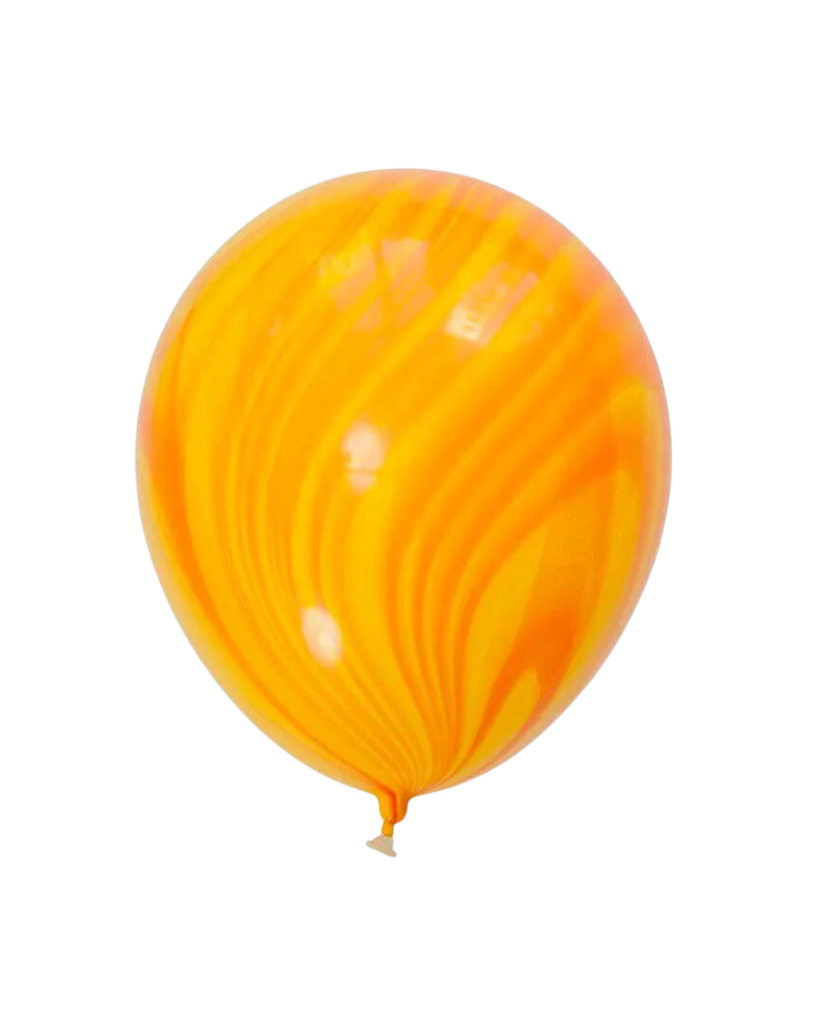 yellow and orange 30cm marble latex balloons - perfect for space or planet parties and halloween