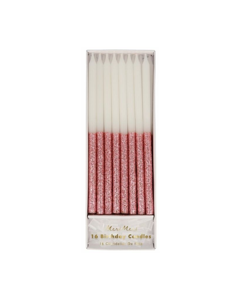 Dusky Pink Glitter Dipped Candles