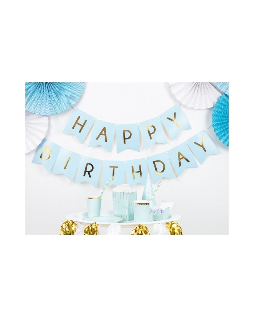 Light Blue Happy Birthday Banner