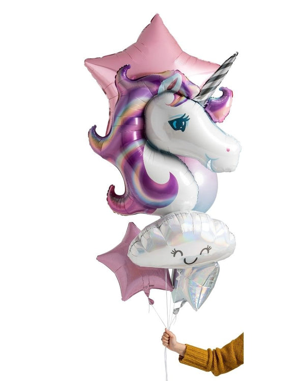 Unicorn Dreams Foil Balloon Bouquet Filled with Helium
