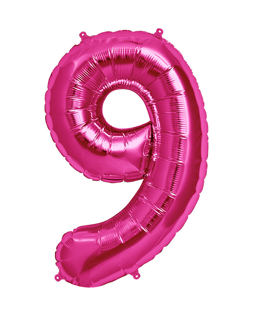 86cm Bright Pink Number Foil Balloons (Flat)