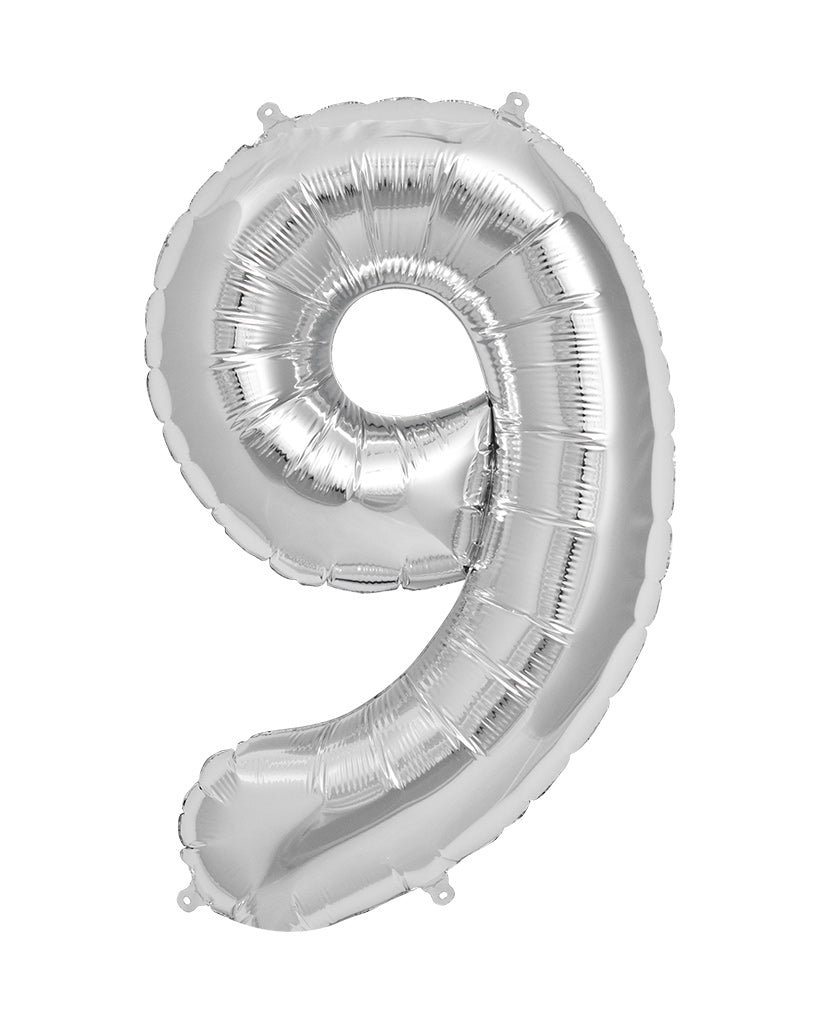 86cm Silver Foil Number Balloons (Flat)