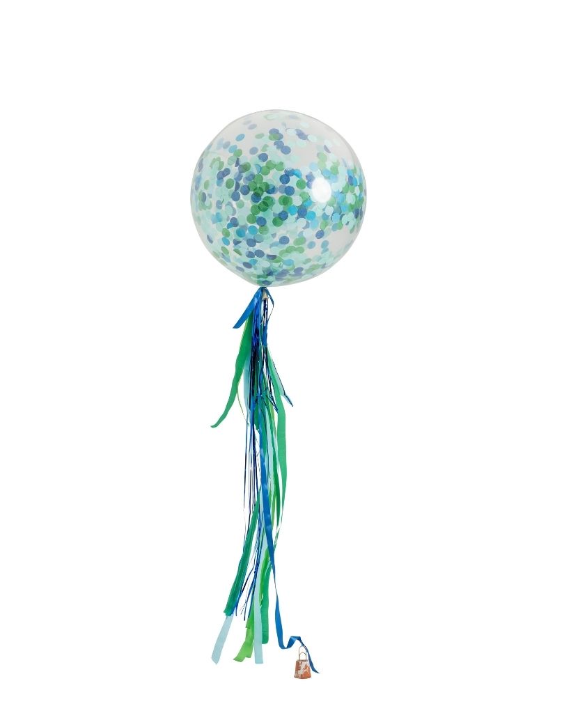 Handsome Jumbo Confetti Balloon and Streamers Filled with Helium