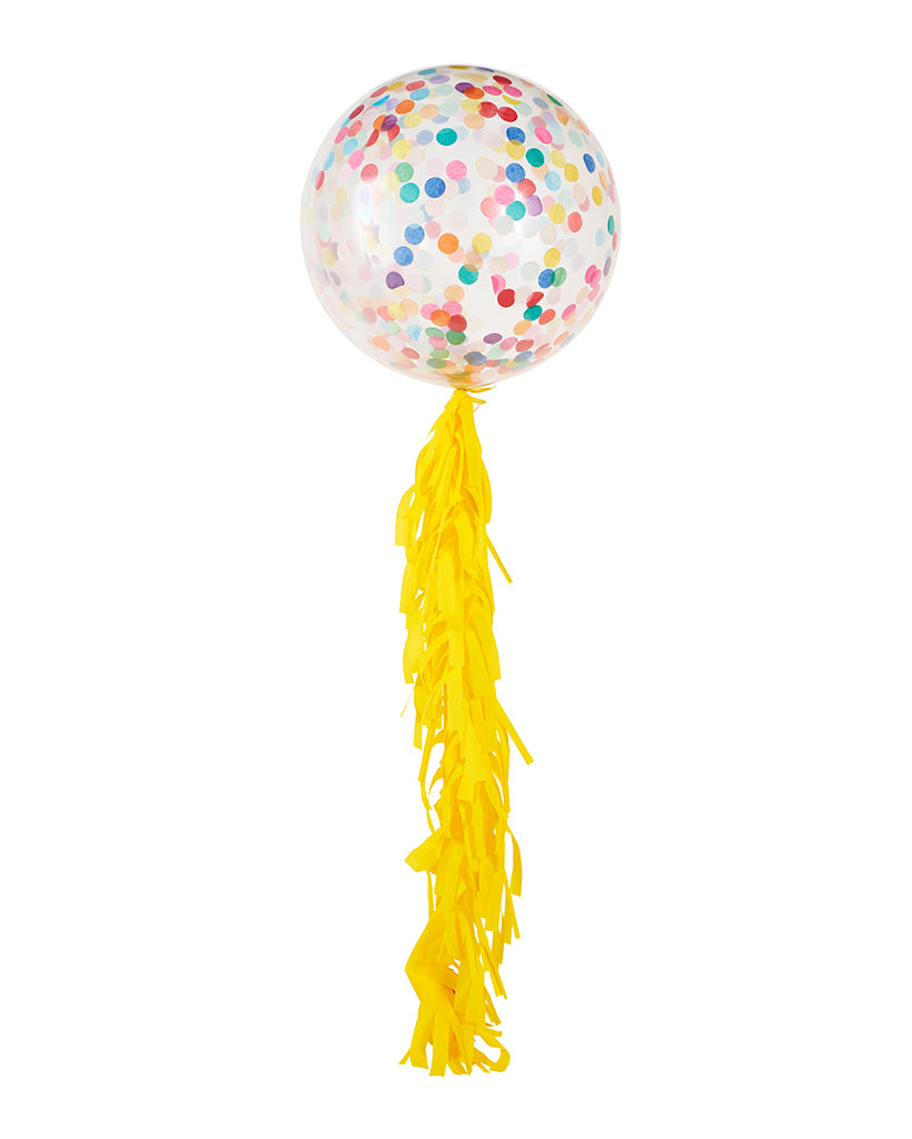 Rainbow Jumbo Confetti Balloon and Fringe