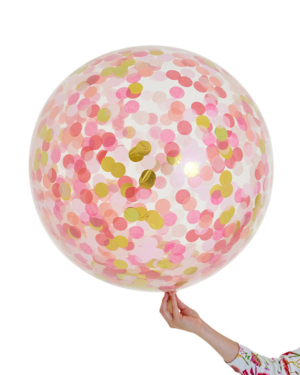 Pink Shimmer Jumbo Confetti Balloon Filled with Helium