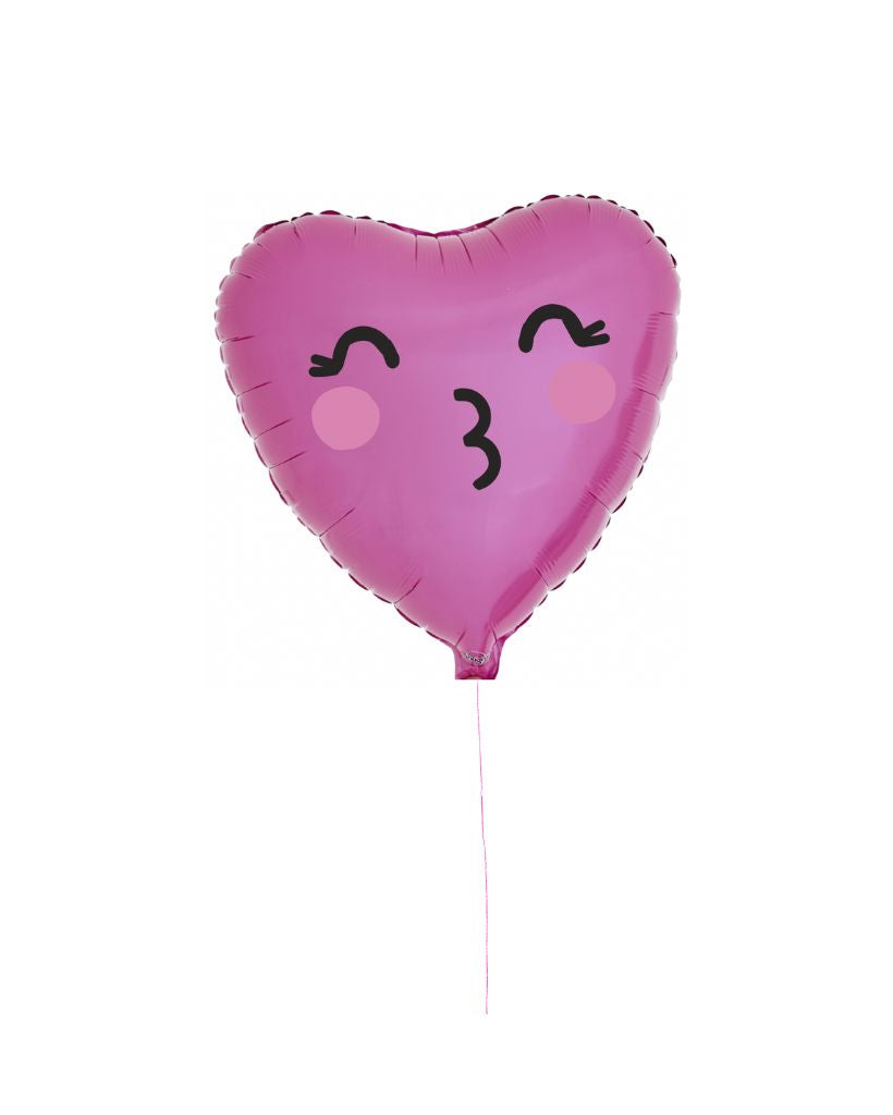 Bright pink foil heart friend balloons for Valentine's Day gift - foil heart balloons with faces