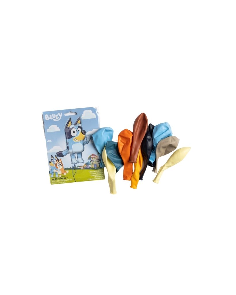 Bluey latex balloon set with foil bluey balloon