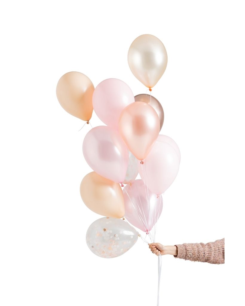 Pretty pink and peach latex balloons fro baby showers, bridal showers, hens parties and more!
