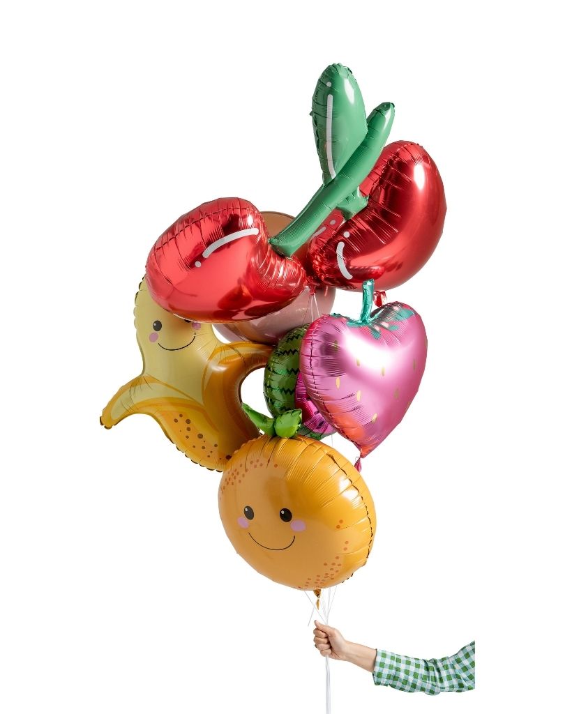 Inflated foil fruit balloon bouquet by Poppies For Grace.