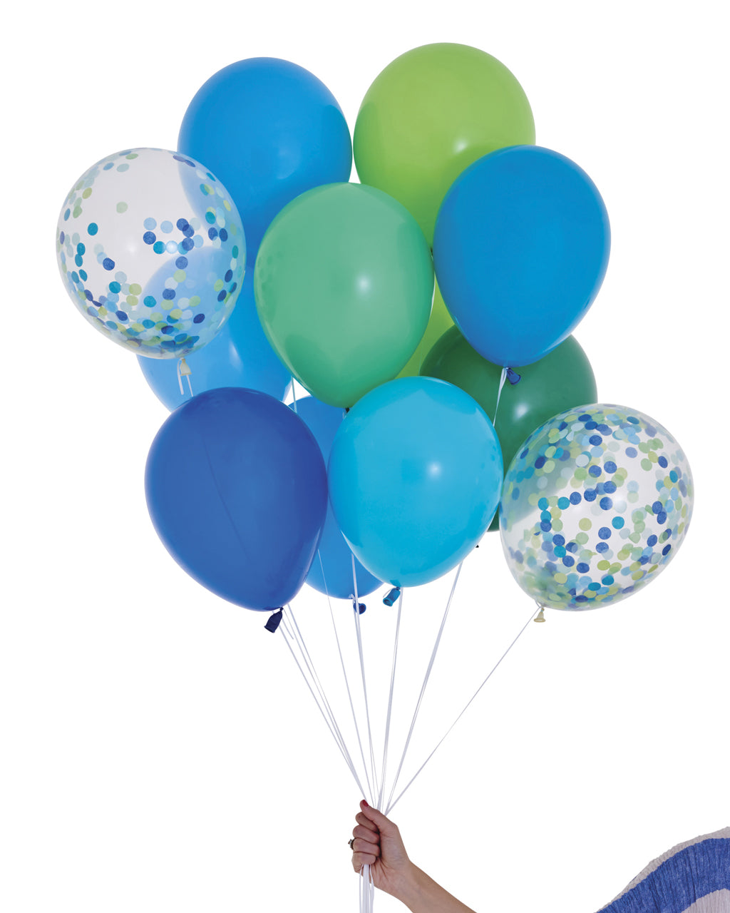 Our handsome balloon set is a fun mix of blue and green hues.