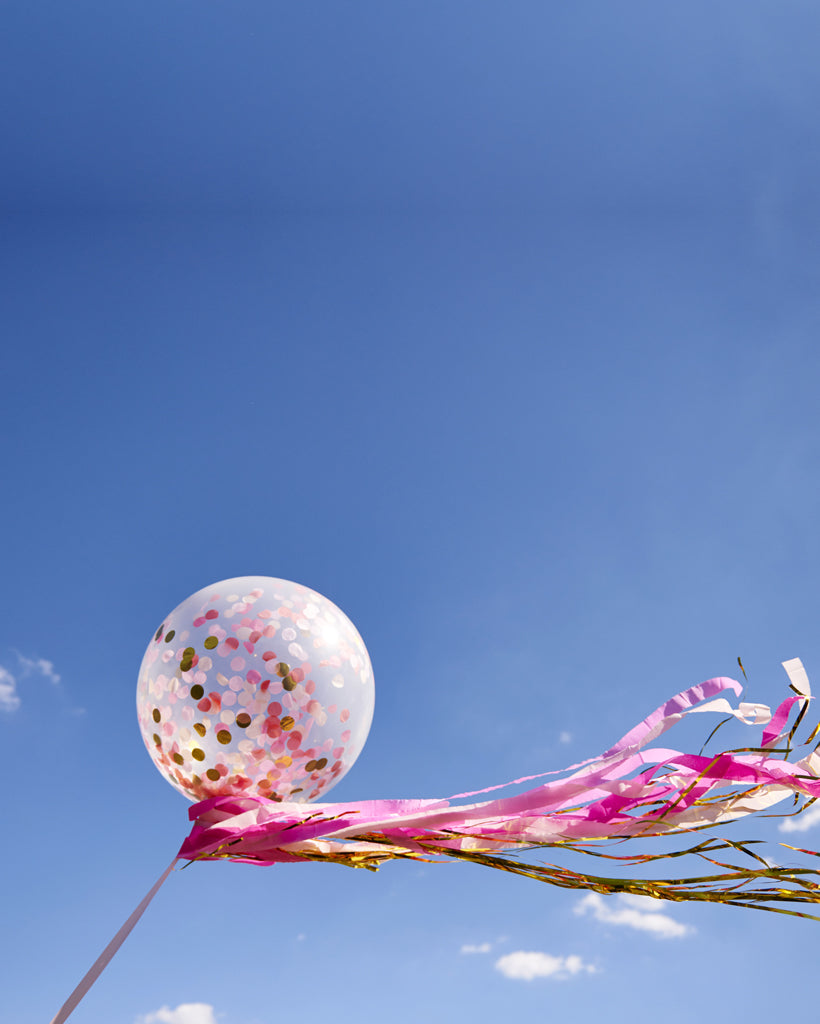 Pink Shimmer Jumbo Confetti Balloon and Streamers
