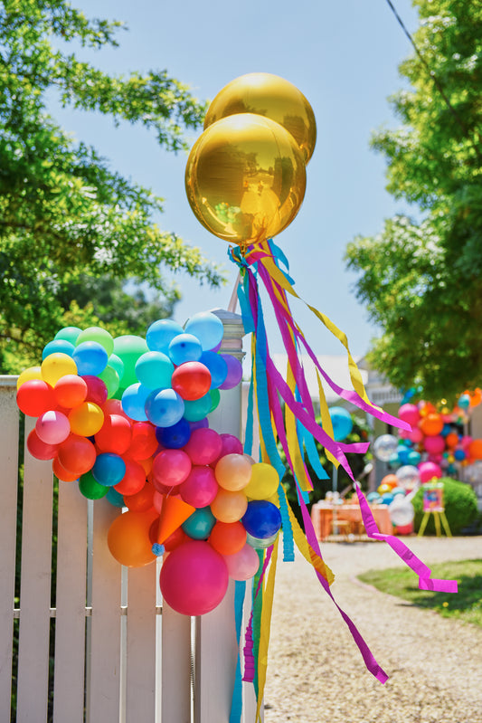 small rainbow balloon garland rainbow party set up