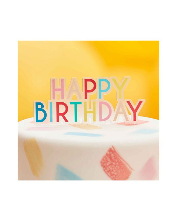 Bright Happy Birthday Cake Topper