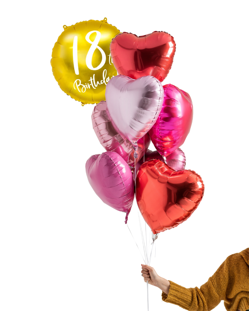 18th Birthday Gold Foil Balloon Filled With Helium