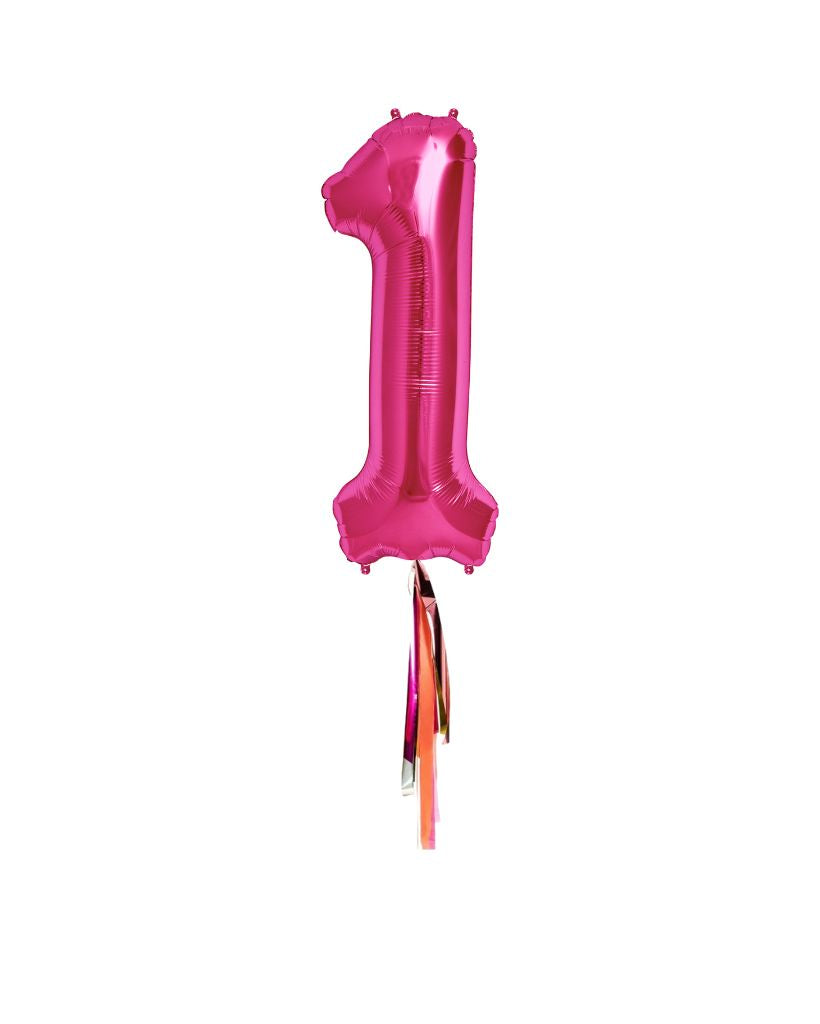 86cm Bright Pink Number Balloons with Helium