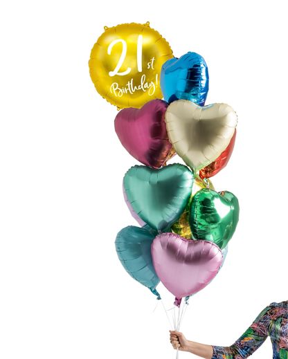 21st Birthday Gold Foil Balloon Inflated With Helium