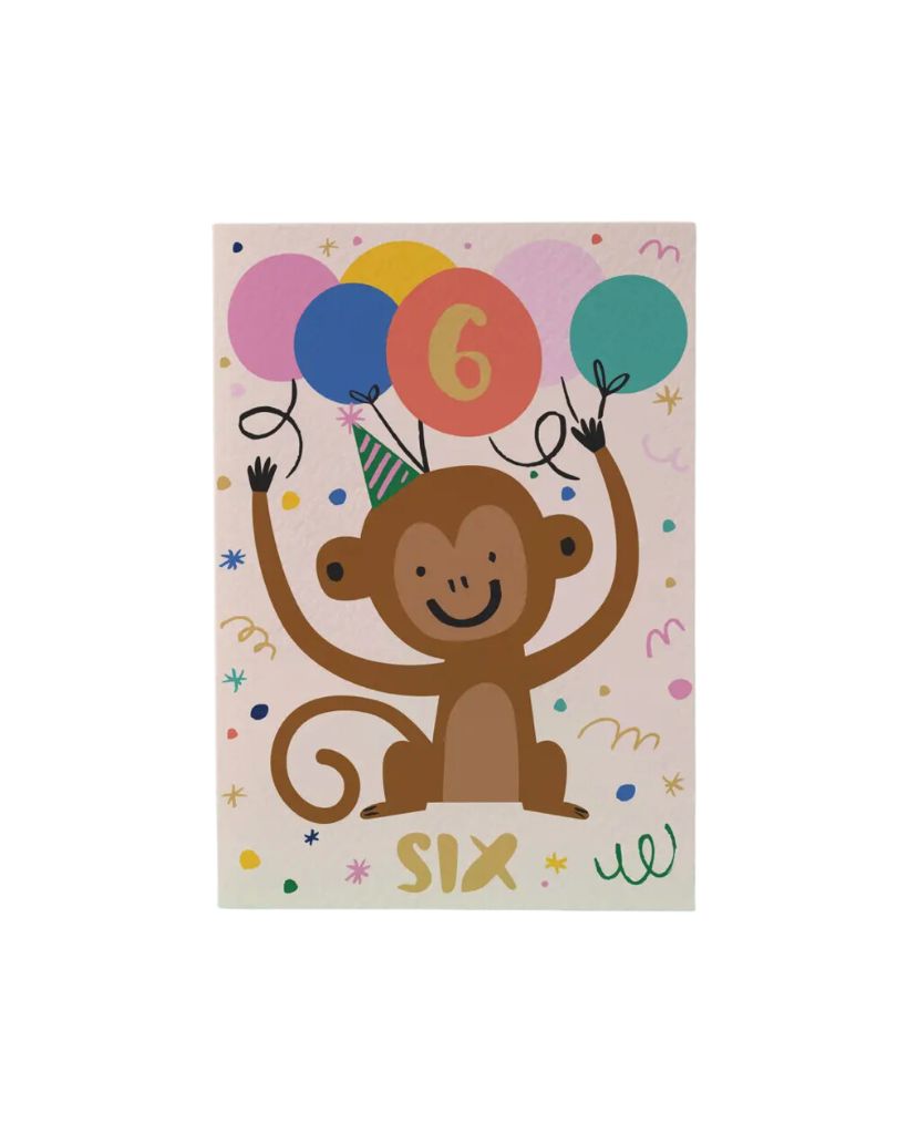 Six Monkey Birthday Card