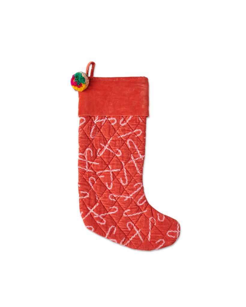 Candy Cane Velvet Stocking