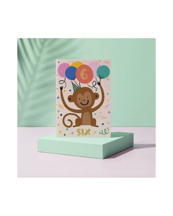 Six Monkey Birthday Card