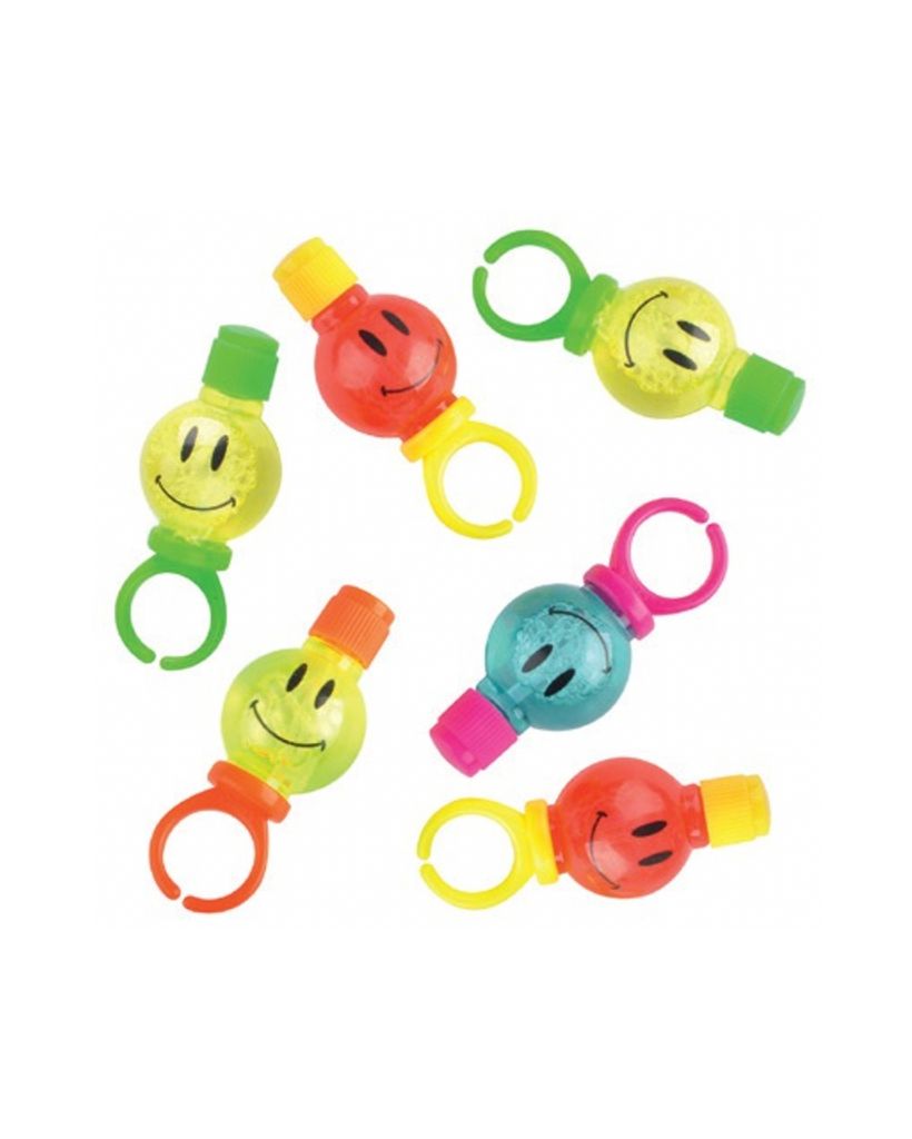 Smiley Bubble Rings - Pack of 6