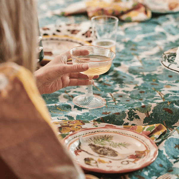 Joan's Floral Linen Table Cloth