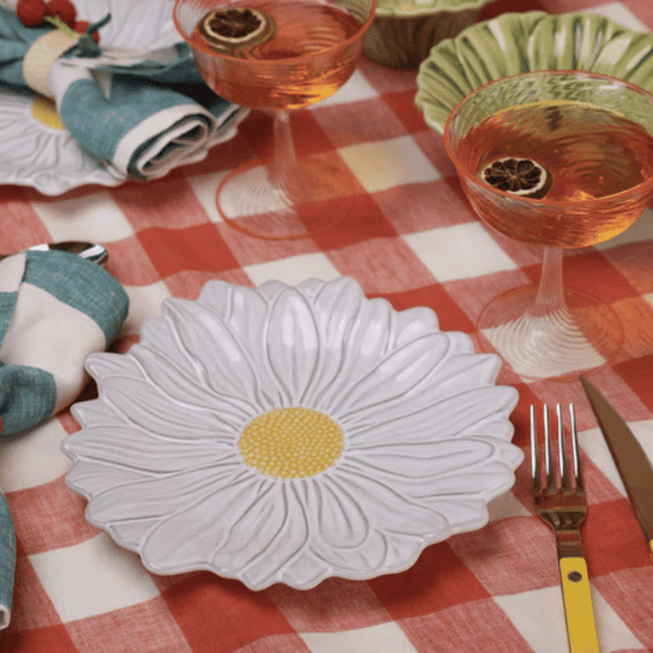 Cherry Gingham Linen Table Cloth